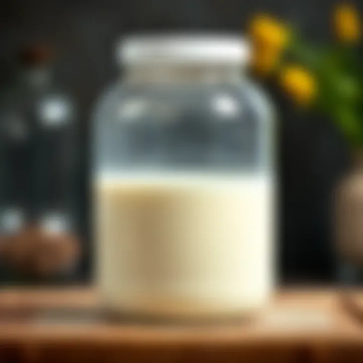 Fermentation container filled with milk