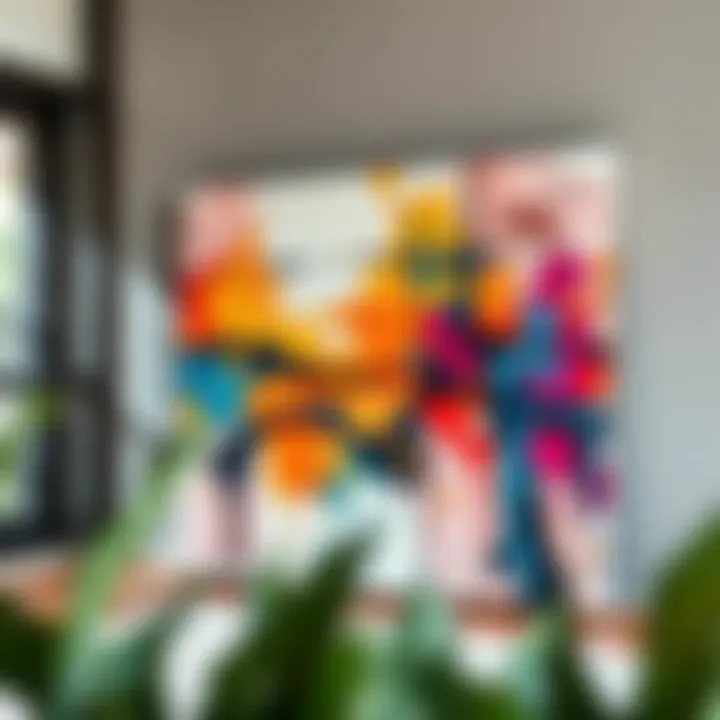 Artistic canvas featuring an abstract painting created with acrylics