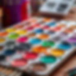 Vibrant acrylic paint palette showcasing a range of colors