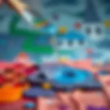 Acrylic paint with water for blending colors