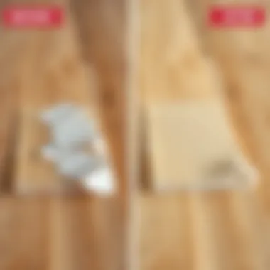 Before and after comparison of adhesive removal