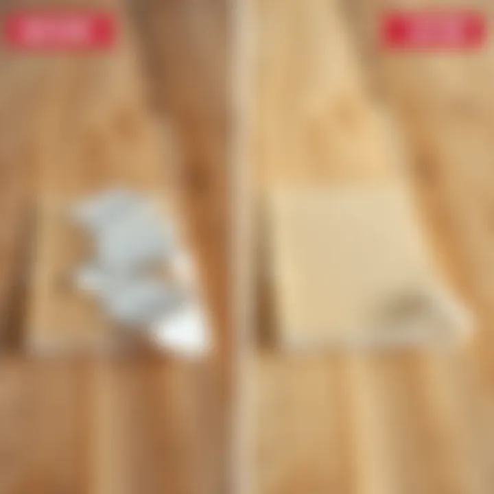 Before and after comparison of adhesive removal