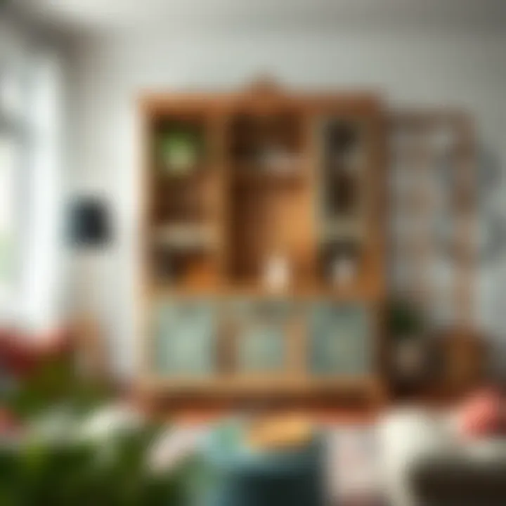 Stylish Painted Wooden Furniture A beautifully painted wooden furniture piece in a living room