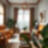 Elegant wooden living room furniture arrangement