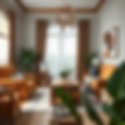 Elegant wooden living room furniture arrangement