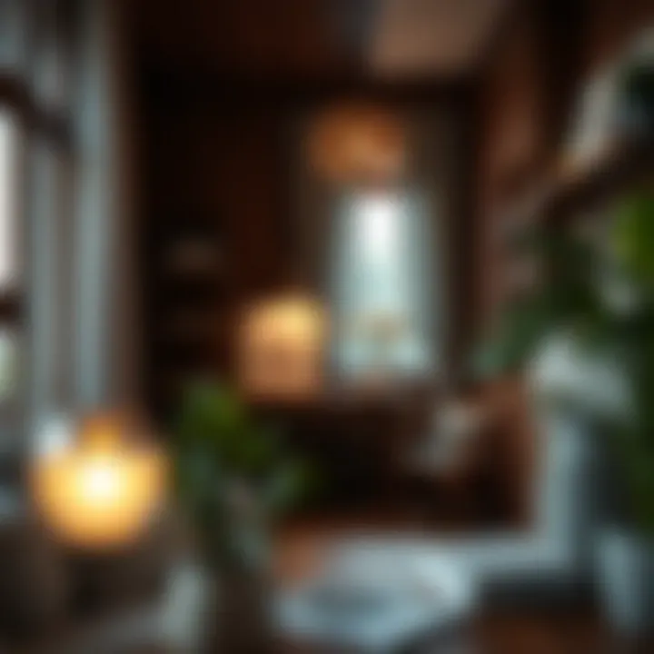 Warm lighting enhancing wooden decor ambiance