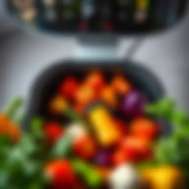 Colorful Vegetables in Airfryer A vibrant assortment of colorful vegetables ready to be air-fried