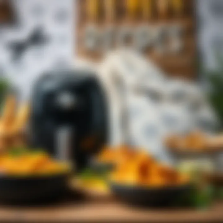 Artistic Display of Air-Fryer Recipes A collection of air-fryer recipes displayed artistically
