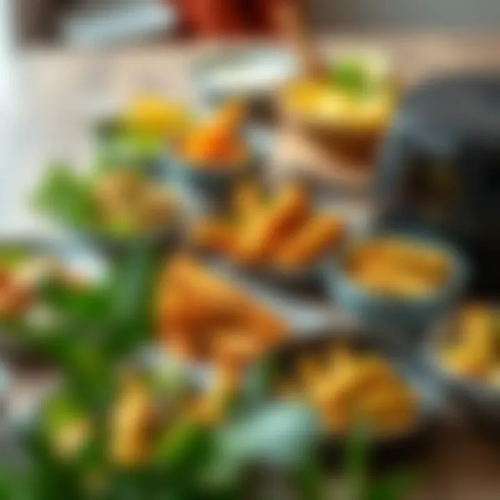 A variety of dishes prepared in an air fryer showcasing healthy options