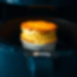 A beautifully baked soufflé rising in an air fryer