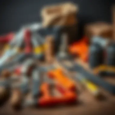 Essential tools for repairing door handles neatly arranged