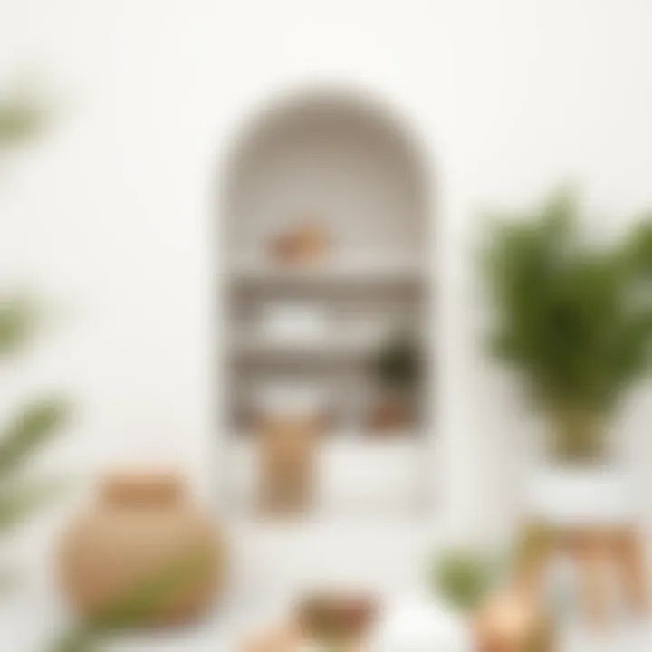 Minimalist niche design featuring natural materials for a serene ambiance