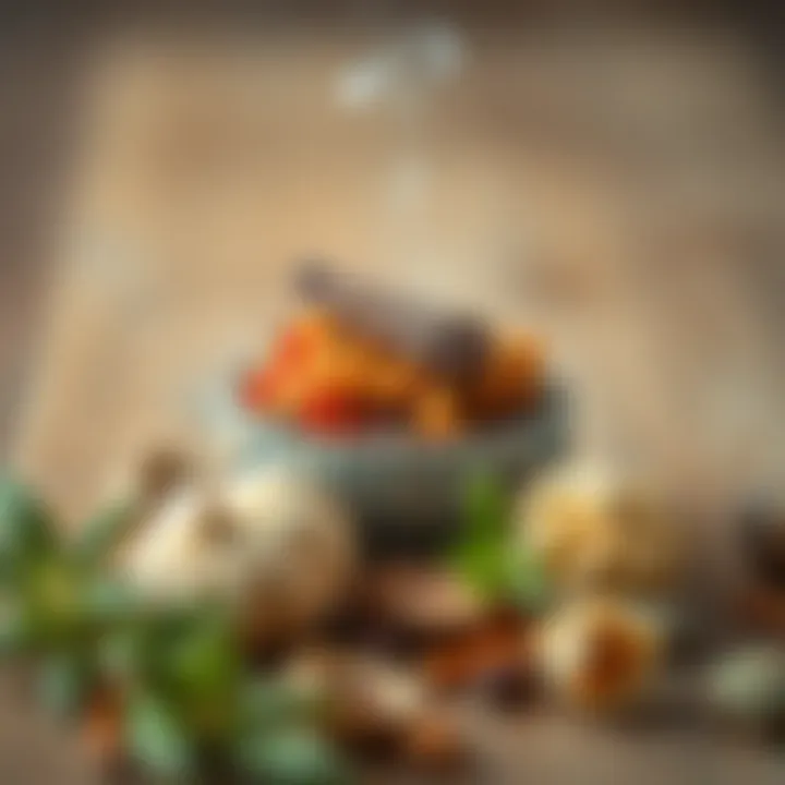 Aromatic herbs and resins used in incense preparation