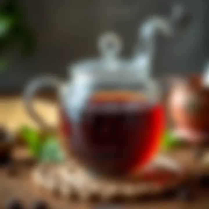 A close-up of a teapot brewing aromatic tea.