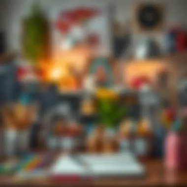 Art supplies neatly organized showcasing a vibrant creative space