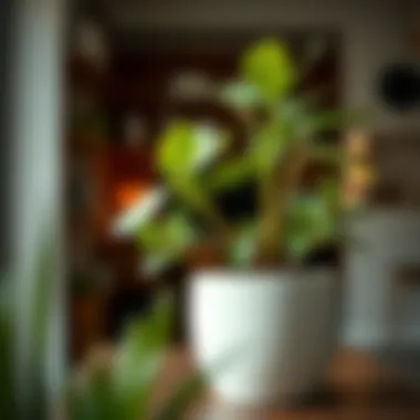 Stylish Pot with Low-Maintenance Plant Stylish pot with a low-maintenance plant thriving in a modern home