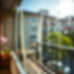 A sparkling clean balcony glass reflecting sunlight