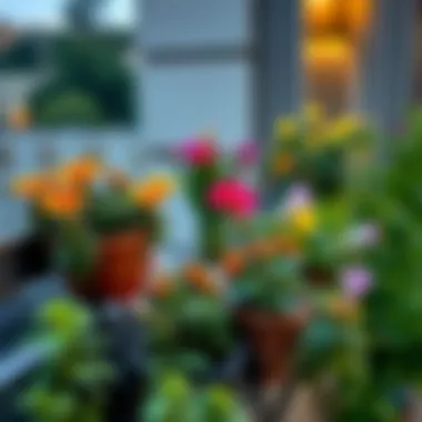 Well-maintained balcony garden with flowers