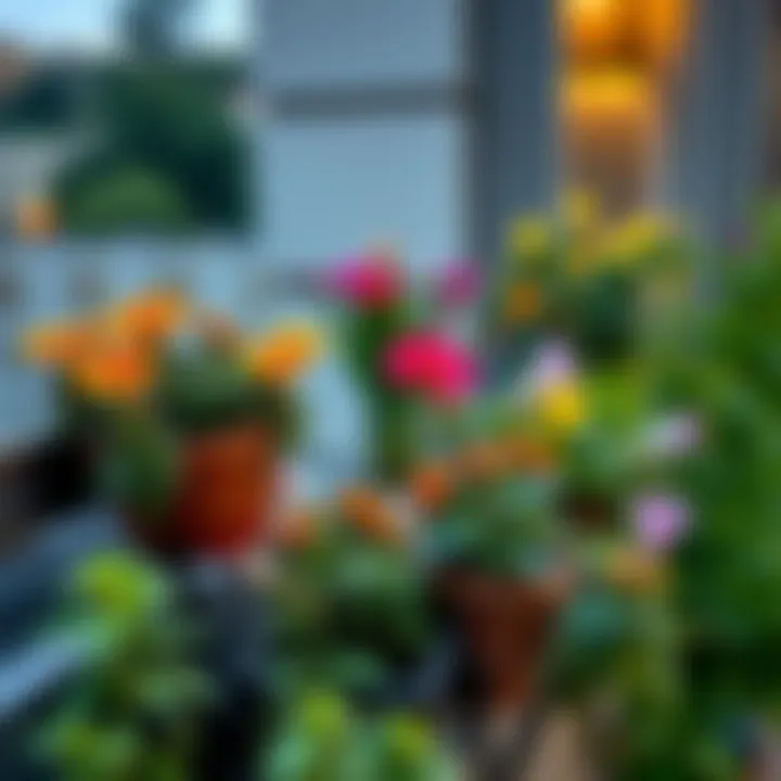 Well-maintained balcony garden with flowers