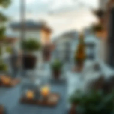 Cozy balcony setup with ambient lighting and decorations