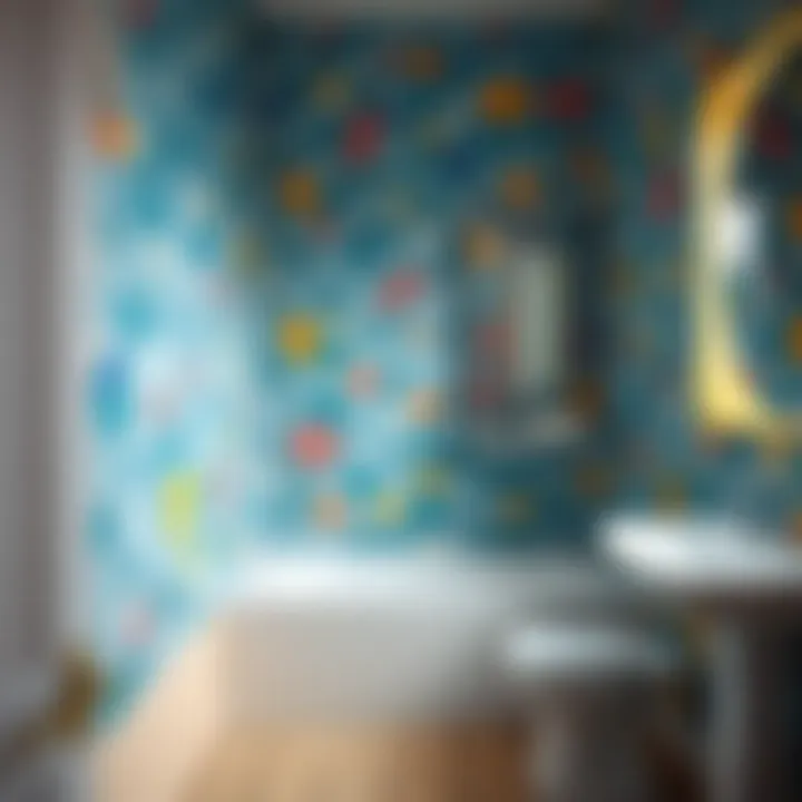 Colorful tiles in a bathroom after being painted