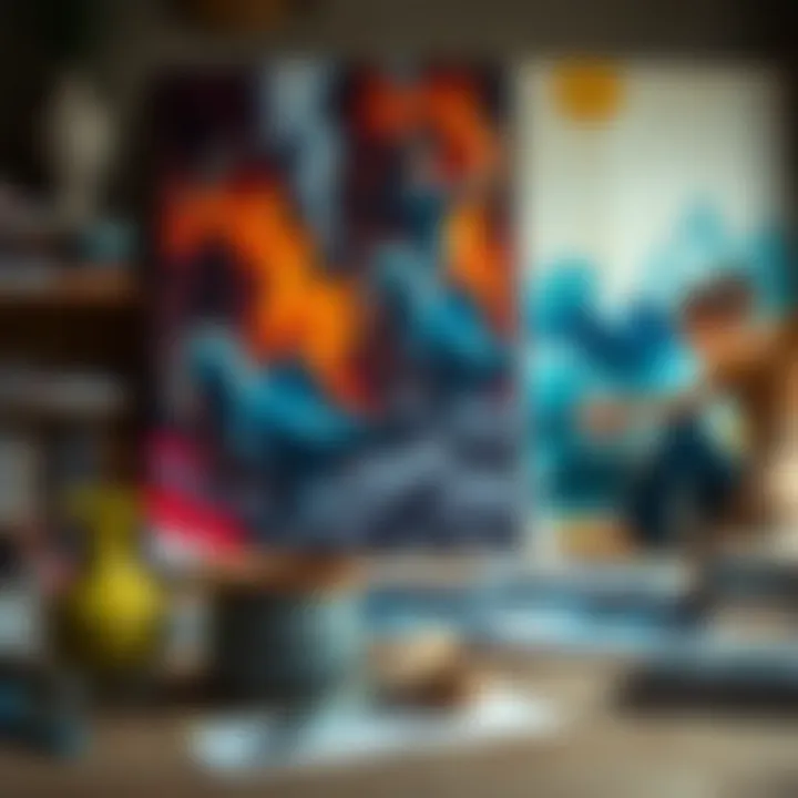 Showcase of Artworks with Print Pigments A selection of finished artworks that utilize different print pigment methods.