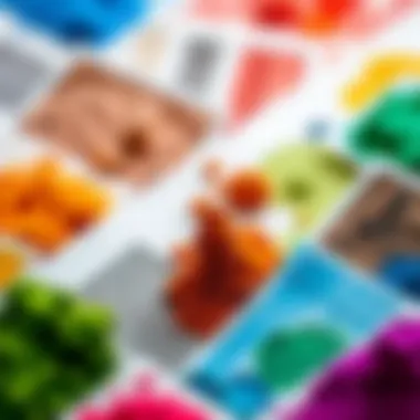 Exploration of Print Pigment Samples An array of vibrant print pigment samples showcasing various colors and textures.