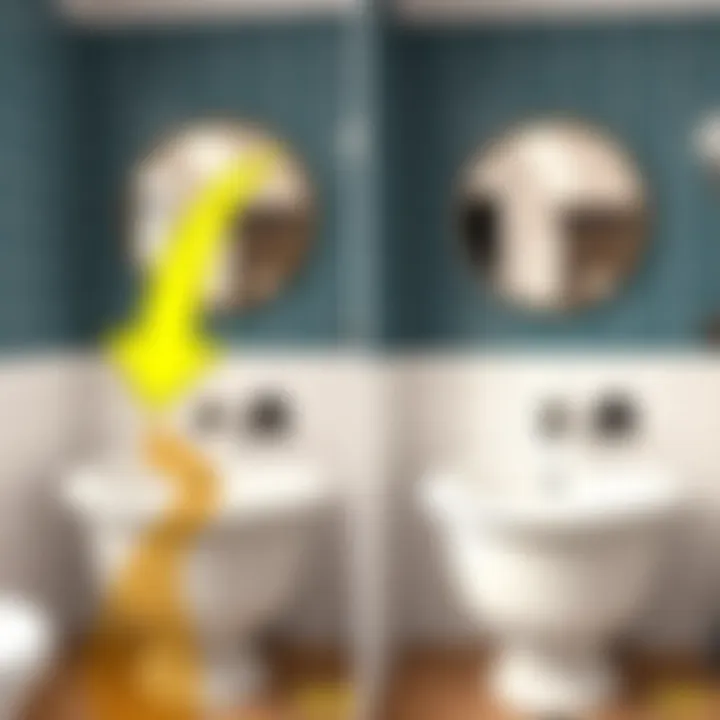 Before and after comparison of bathroom silicone