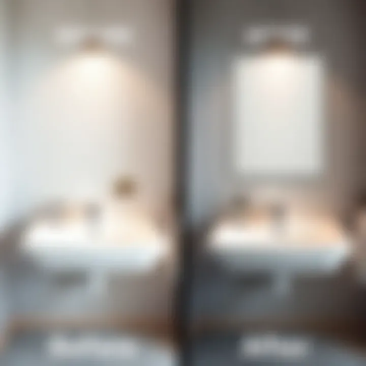 Before and after bathroom wall cleaning comparison