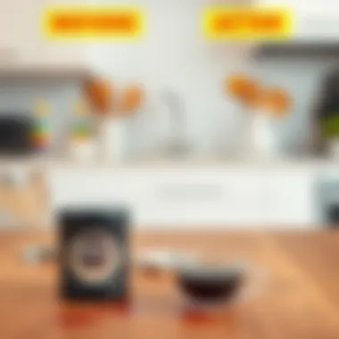 Before and after cleaning Nescafe stains