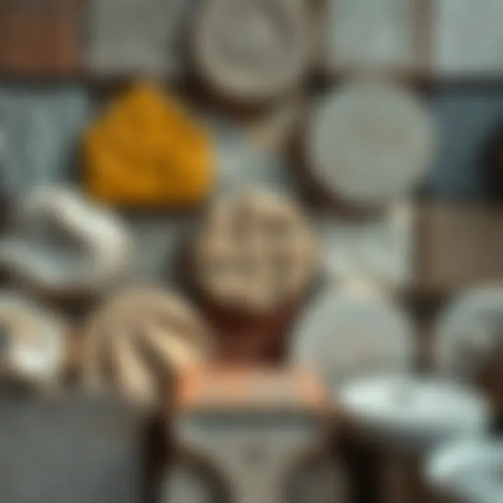 An intricate display of various concrete types showcasing their unique textures and colors