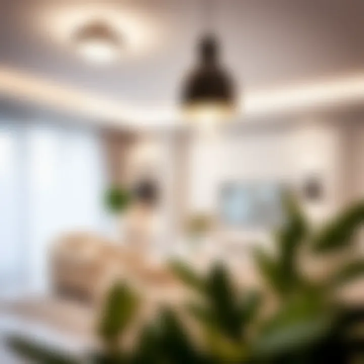 Elegant lighting fixtures enhancing the ambiance of a white living room