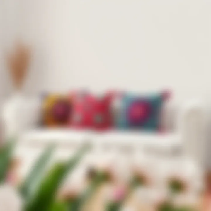 Stylish white sofa paired with vibrant decorative cushions