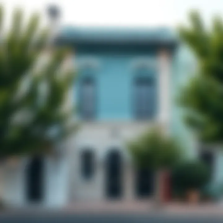 Building Exterior Blending Harmoniously with Its Environment Exterior of a building harmoniously blending with its environment through color