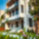 A modern building exterior showcasing unique paint patterns