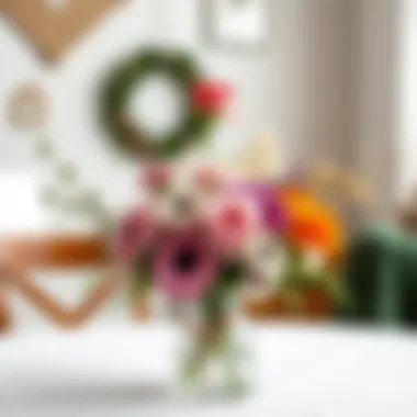 DIY birthday centerpiece featuring fresh flowers and crafts