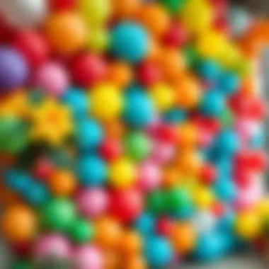 Vibrant Balloon Display Colorful balloon wall decoration for a birthday party