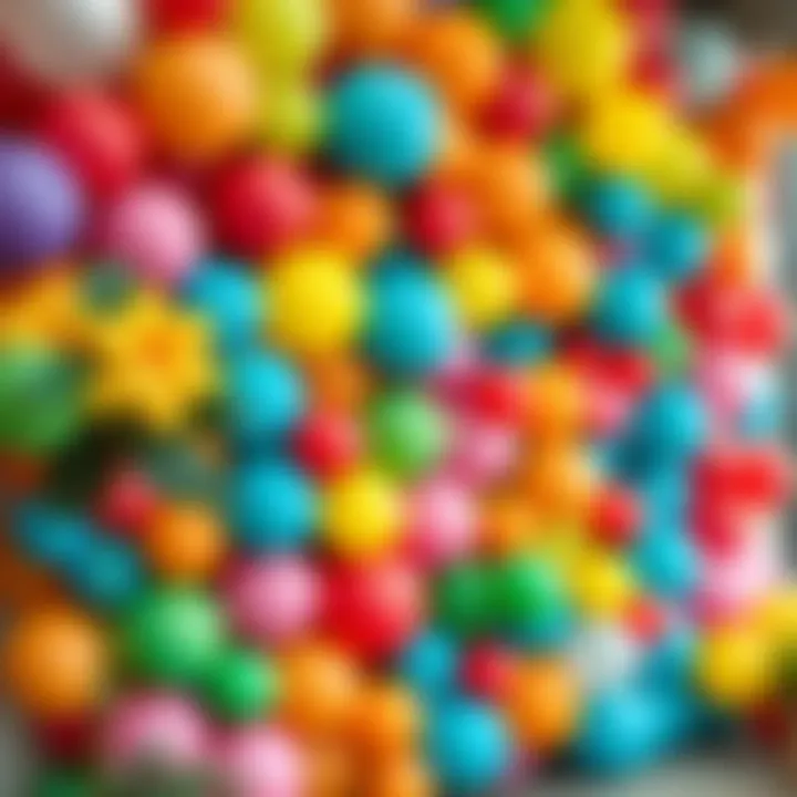 Vibrant Balloon Display Colorful balloon wall decoration for a birthday party