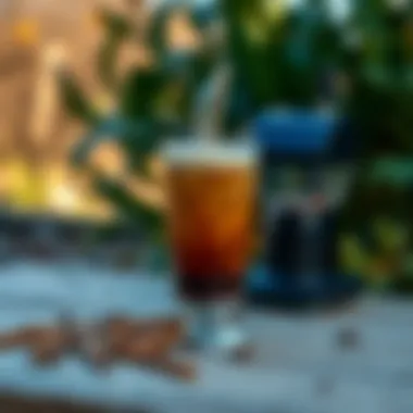 Enjoying a delicious cold coffee outdoors