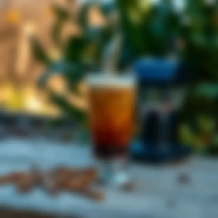 Enjoying a delicious cold coffee outdoors