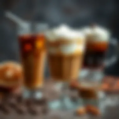 Different variations of cold coffee drinks