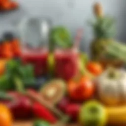 A vibrant array of fresh fruits and vegetables ready for blending