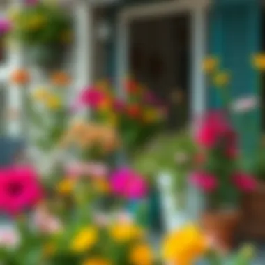 A vibrant balcony garden filled with colorful flowers