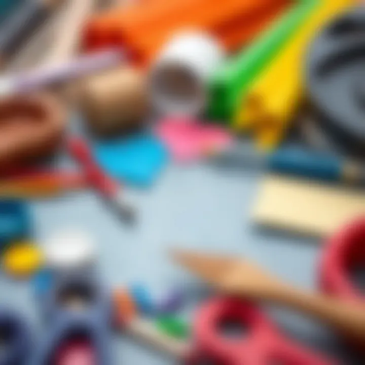 Colorful materials arranged for a DIY project.