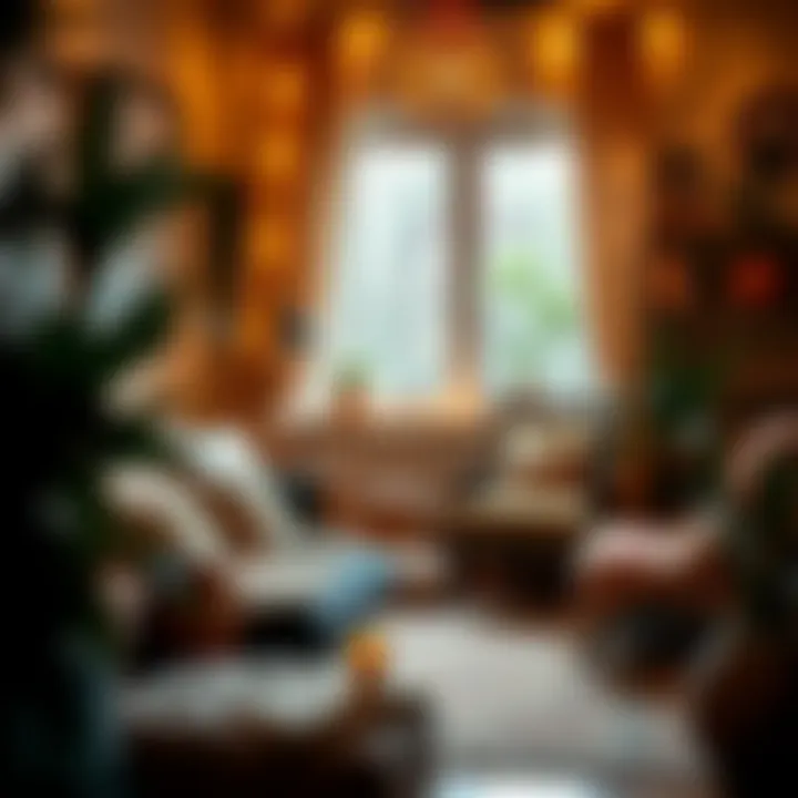 A cozy reading nook with bohemian decor and artistic touches