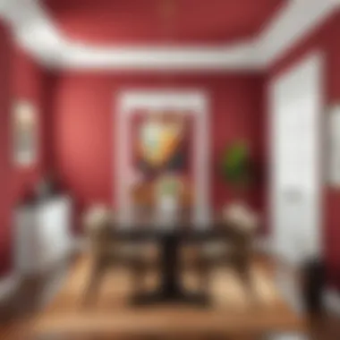 Burgundy wall paint showcased in a sophisticated dining area