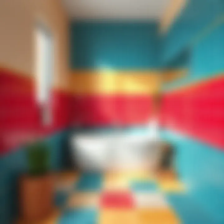 Bright colored tiles creating an illusion of space