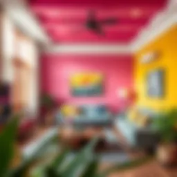Bright living room with vibrant wall colors