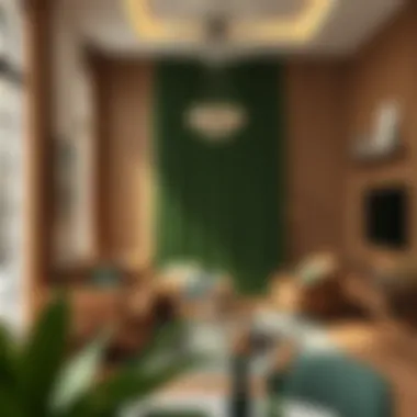 Interior design showcasing the interplay of brown and green