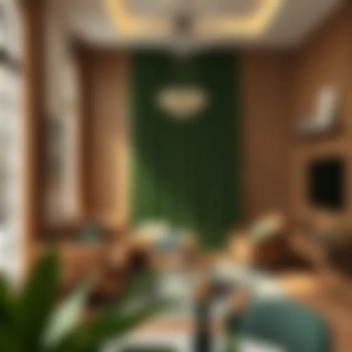 Interior design showcasing the interplay of brown and green